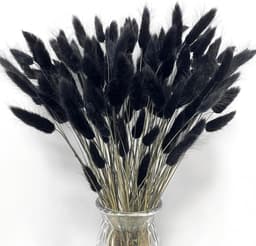 Gedroogde konijnenstaarten bloemen Lagurus konijnenstaarten pampasgras decor zwart gedroogd pampasgras decoratie voor bloemstukken boho bruiloft boeketten woondecoratie tuindecoratie — thumbnail 1