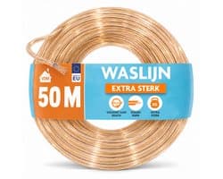 LaundrySpecialist Waslijn - Waslijndraad - Wasdraad - Waslijndraad met stalen kern - 50 meter met stalen kern - Transparant