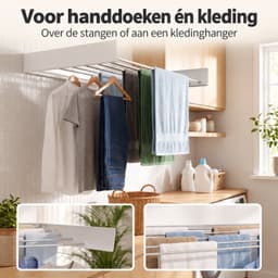 Lacardia Wanddroogrek Inklapbaar 120 cm - Wasrek Hangend - Wit - Wandgemonteerd Droogrek met 7,2 Meter Drooglengte — thumbnail 5