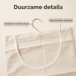 Wasknijperzak - 32 x 28 cm - Katoen canvas - 360° draaibare haak - Wit — thumbnail 2