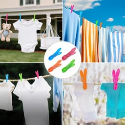 Wasknijpers Zonder Sporen, Kleurige Wasknijpers met Mand, Wasknijpertas met Knijpers, Plastic Sokkenknijpers Clothes Pegs voor Wastlijn Handdoek Knijpers Fotoknijpers + 1 Mand — thumbnail 3