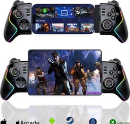 Gamecontroller voor iPad/tablet (tot 13 inch) met hall‑effect‑joysticks en‑triggers, macro‑functie, turbo‑functie, rgb‑verlichting, remote‑play‑controller voor PS5/PS4/pc/Xbox — thumbnail 1
