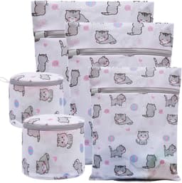 Wasnetjes voor fijne was, set van 4 lingerie-waszakjes met leuke prints; inclusief bh-waszak voor de wasmachine, plus zakjes voor blouses, kousen en sokken. — thumbnail 1