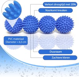 Drogerballen - 4 stuks - PVC - Droogballen - Duurzaam - Wasdrogerballen - Wasdroger - Wasbol - Droger — thumbnail 5