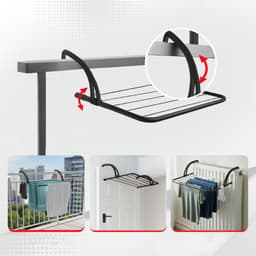 Tomado - Droogrek Hangend - Favonio - Hangdroogrek voor Radiator, Balkon of Deur - 3 meter Drooglengte - Matzwart — thumbnail 2