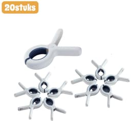 20 stuks - Wasknijpers - Knijpers - Sterk en windbestendig - Wasclips - Geschikt voor dekbedden en lakens - Antislip - Wit — thumbnail 1