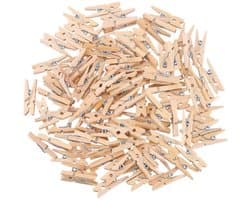 EXCITAT Wasknijpers - Kleine houten wasknijpers - Decoratieve mini wasknijpers - voor foto's, fotowanden, ansichtkaarten en brieven - 2,5 cm - 100 stuks — afbeelding 1