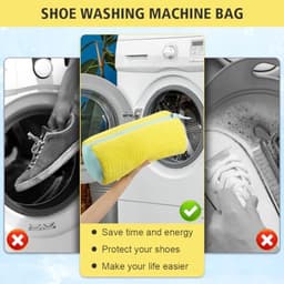 2 Stuks Schoenenwaszak met 360° Reinigingsfleece - Herbruikbare Waszak voor Machine en Droger (Geel) — thumbnail 3