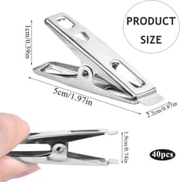 40 Stuks Antislip Wasknijpers, Winddicht en Roestvrij Roestvrijstalen Wasknijpers, Rvs Wasserij Pinnen, Wasknijpers, Metalen Kleding Pinnen Clips, voor Dagelijkse Hangende Kleding Voedselzegel Foto — thumbnail 2