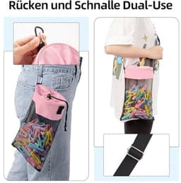 Wasknijperzak met haken voor binnen en buiten, geschikt voor 100 wasknijpers, modern roze — thumbnail 5