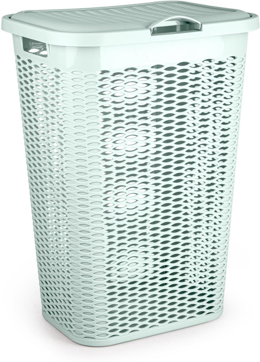 Plasticforte Wasmand Ventilation - met deksel - groen - kunststof - 51 liter - 43 x 35 x 61 cm - Badkamer - Wasgoed - Nieuw design - Zeer stevig — afbeelding 1