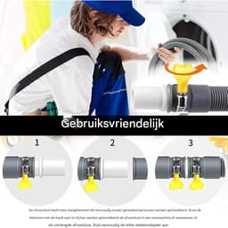 EXCITAT Wasmachine slang - Wasmachine afvoerslang verlengstuk - met afvoeraansluiting en 2 clips - Geschikt voor wasmachines, vaatwassers en drogers - 1m — thumbnail 5