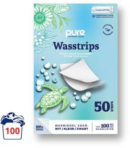 Pure Laundry Club Wasstrips - Clean Cotton - 100 Wasbeurten - Krachtige Reiniging - Plasticvrij Wasmiddel - Wasmiddeldoekjes voor Wit, Kleur & Zwart — thumbnail 1