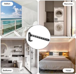 Ynkkvre-Opvouwbare Kledinghaak – Roestvrij Staal – Max. 7 kg – Klapbaar, Waterbestendig en Duurzaam – Voor Badkamer, Keuken en Balkon — thumbnail 5