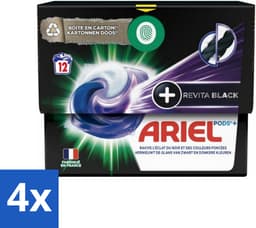 4 x Ariel Revita Black - Wasmiddelcapsules - Pods + - Donkere Was - 12 Wasbeurten - Wasmiddel Capsules - Donkere Was - Wasmiddel Zwart - Wasmiddel Glans - Wasmiddel Energiebesparend — thumbnail 1