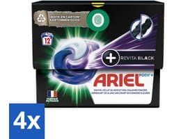 4 x Ariel Revita Black - Wasmiddelcapsules - Pods + - Donkere Was - 12 Wasbeurten - Wasmiddel Capsules - Donkere Was - Wasmiddel Zwart - Wasmiddel Glans - Wasmiddel Energiebesparend