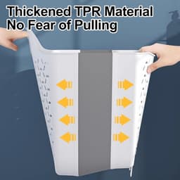 Aan de muur te bevestigen wasmand - Opvouwbare wasmand voor de badkamer - Ruimtebesparend ontwerp - met handvat en eenvoudig te installeren voor vuile was - 1 stuk — thumbnail 2