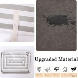 1 grote wasmand - waterdicht - opvouwbare hoge wasmand - met verlengde handgreep - voor kleding - slaapzaalspeelgoed en thuis-Zwart geblokt-40*30*60cm — thumbnail 2