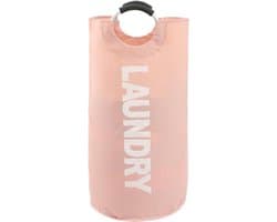 Opvouwbare wasmand - 90 liter inhoud - wasverzamelaar met handvat - Oxford stoffen wasmand - waterdichte waszak - wasmand - draagbare wassorteerder - opbergcontainer - flessenverzamelaar-Roze