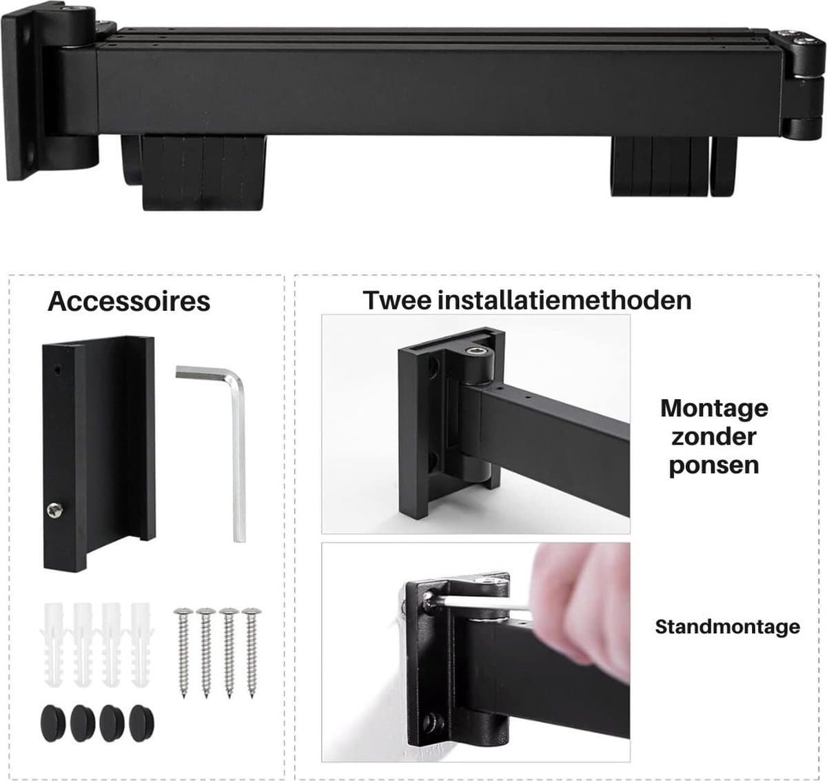 Thuys – Droogrek Muur – Droogrek wand – Wasrek Muur – Uitrekbaar – Zwart — afbeelding 1