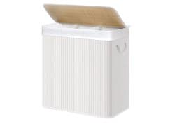 Hoppa! Wasmand - Bamboe - 3 vakken - 150 L - Opvouwbaar - Wit