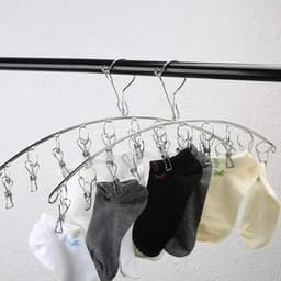4 stuks roestvrijstalen wasrek kleerhanger met 10 clips – winddicht droogrek voor sokken, babykleding, ondergoed, handdoeken en meer — thumbnail 2