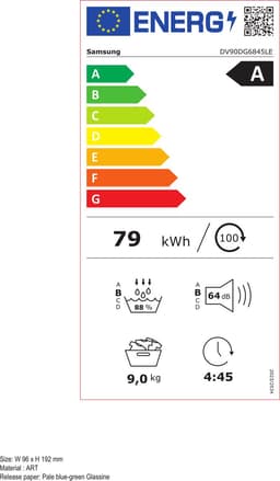 Samsung AI Dry DV90DG6845LEU3 6000 serie - Wasdroger - AI energy mode - Energielabel A - 9 kg — thumbnail 2