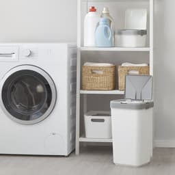 Motek® - Wasmand -Mono Vak met Touch Deksel - 40 L - wasmand met deksel - Wassorteerder - Grijs - Wit — thumbnail 5