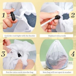 Waszak - 3 Stuks - Grote waszak - Waszakken groot - Polyester - Met trekkoord - Express cleaning - Duurzame wasmandvoering - Voor studentenhuizen, wasserettes en appartementen - 40x50cm - Wit — thumbnail 2