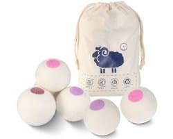 Goodivery® - Droogballen - Aroma Diffuser - Wol Drogerballen - 6 Stuks Wasverzachter Vermindert kreuken en is Herbruikbaar Droogballen van Schapenwol - 6x6x6cm - Wit