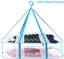 2-laags opvouwbaar droogrek van gaas, winddicht wasdroogrek, opvouwbaar droogrek van gaas voor ondergoed en sokken, universeel voor gebruik binnen en buiten (blauw, afmetingen: 30,7 x 24 x 23,6 inch) — thumbnail 2