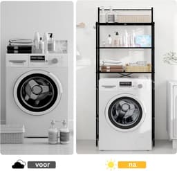 DailySupplies® Wasmachine Ombouw - Opbouwmeubel - Kast Wasdroger - Meubel - Zwart — thumbnail 3