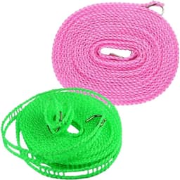 EXCITAT Clothesline - Outdoor Clothesline - Adjustable Clothesline - Windproof Clothesline - With Hooks - Laundry and Clothesline - Ideal for Camping Accessories - 5m - 2 pcs - Willekeurige kleur — thumbnail 1