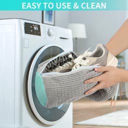 2 stuks - Lazy Shoe Bag - Cilindrische wasmachine polyester-katoenen waszak - Beschermende en vervormingsbestendige waszak voor schoenen - Wasmachine waszak - Wasmachine en droger schoenenzak - Grijs - Herbruikbare schoenenzak — thumbnail 2
