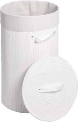 Wasmand MCW-C21, Wasbox Wasbox Wasbox, bamboe rond 59x35cm 50l ~ wit — thumbnail 1