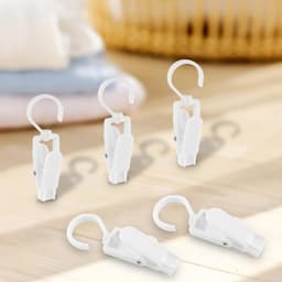 Draaibare Washaken Clips - 10 Stuks - Kunststof - 360° draaibare haak - Multifunctionele Ophanghaken voor Hoeden - Handdoeken - Sokken en Broeken - Wit — thumbnail 3