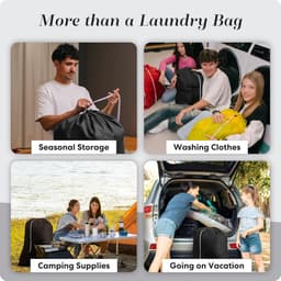 Nylon XL waszak, grote inhoud met afsluitbaar trekkoord, machinewasbaar, past in wasmand of kledingmand, geschikt voor twee ladingen kleding (zwart, 30" x 40") — thumbnail 4