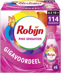 Robijn- Vloeibaar Wasmiddel - Klein & Krachtig - Pink Sensation - 6 flessen - 114 wasbeurten — thumbnail 1