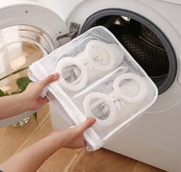 2-stuks Wasnet voor schoenen -Schoenenzak voor wasmachine -Schoenenwaszak met rits - Schoenenwaszak -Multi-bescherming -Mesh-ontwerp - Lichtgewicht en draagbaar - met handvat -Geschikt voor schoenen, bh's, sokken -Wit — thumbnail 5