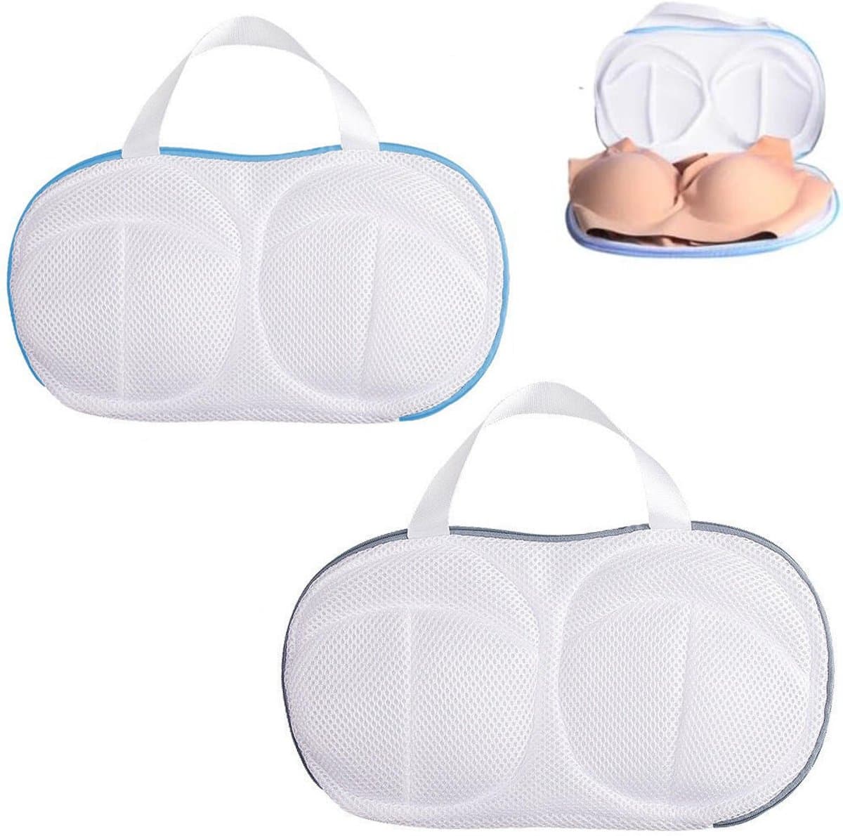 2x Lingerie Waszak Rits - BH Waszakje - BH Waszakken - Wasbol - Waszak - Waszakken - Kledingzakjes - Was Zakjes - Wasmachine Zakjes - Wasnet - Wasnetten - Wasnetjes - Wasnetje - Wasgoed - Wassorteerder - Wasmachine - Voor BH Met En Zonder Beugel — afbeelding 1
