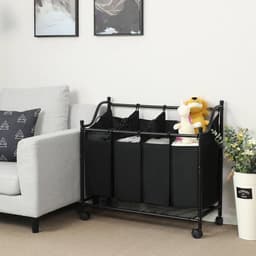 Wassorteerder met 4 zakken - Kledingorganisator - Afneembare zakken - Zware constructie - 105 cm x 38,5 cm x 81 cm — thumbnail 5