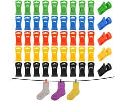 Sokkendroger - 50 stuks - Sokkenclips - Knijpers - Kleurrijke sokkenclips - Plastic sokkenklemmen - Droogrek tegen verlies- Wasrek Sokken - Sokkendroogrek - Droogcarrousel - 5 kleuren