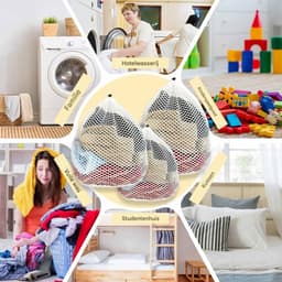 EXCITAT 2 stuks - Wasnet - Herbruikbare waszak - Geschikt voor het opbergen, reinigen en beschermen van kleding - 50*60cm — thumbnail 4