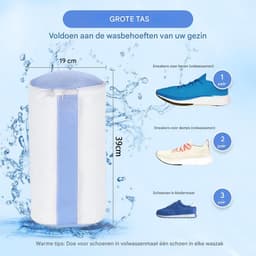 TOVBMUP 2 Stuks Waszakken - Schuhwaschbeutel - 39x19cm - 3D Netontwerp voor Rondom Reiniging - Herbruikbaar met Verborgen Rits - Geschikt voor Wasmachine en Sportschoenen - Polyester/Chenille - Extra Gecushioneerd voor Bescherming — thumbnail 5