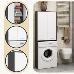 Was a machine kast met 2 deuren, 4 legplanken en opbergvak voor een stijlvolle badkamer — thumbnail 5