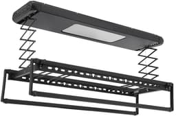Amolass - Droogrek Elektrisch - Plafonddroogrek - Met Afstandsbediening - LED-Verlichting - Modern Design - Zwart - 250x56x110cm — thumbnail 4