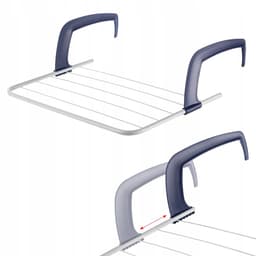KADAX Balkonwasdroger, 52 x 36 x 1,5 cm, radiatordroger, wasdroger met 3 m drooglijnlengte, balkondroger, hangdroger voor balkonleuningen (wit) — thumbnail 5