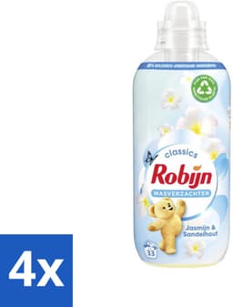 4 x Robijn - Jasmijn & Sandelhout - Wasverzachter - Luxe Geurbeleving - 33 Wasbeurten - 825 ml - Wasverzachter - Jasmijn - Sandelhout - Wasgeur - Kleding Verzorgen — thumbnail 1
