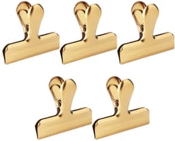 5-stuks Gouden metalen clip - Stevige clip voor voedselzakken - Sluitclip - Metalen scharnierclip - Map - Gouden clip voor aardappelchips - Geschikt voor het sluiten van voedselzakken in de keuken en het opbergen van documenten op kantoor - Goud — thumbnail 1