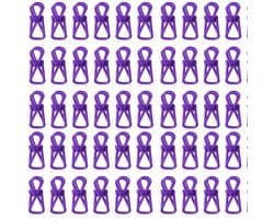 50-stuks Chipklemmen - Voedselzakklemmen - Wasknijpers - Mapklemmen - Fotodecoratie - Wanddecoratie - Geschikt voor het sluiten van snackzakken, het organiseren van documenten of het bevestigen van kleine huishoudelijke artikelen - Paars